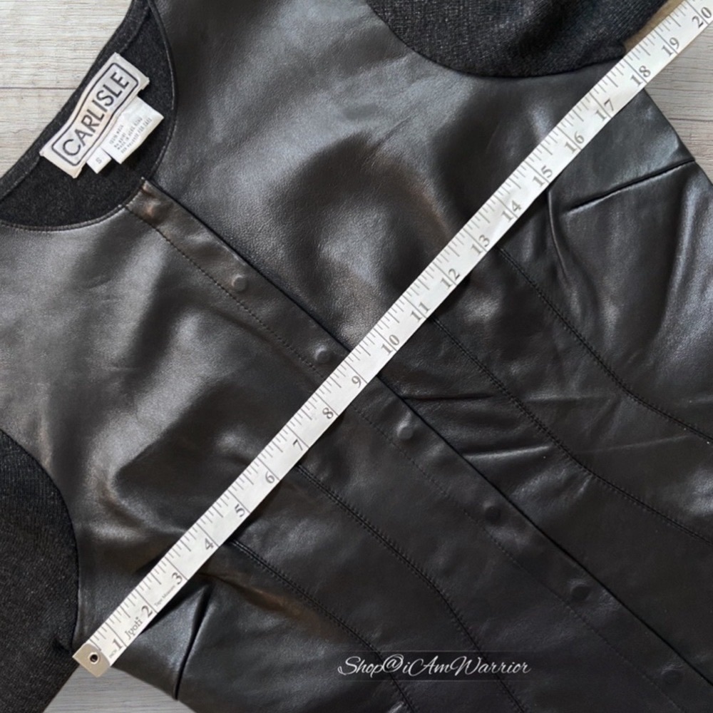 Carlisle genuine leather front wool crewneck snap cardigan *shop@iamwarrior - Picture 6 of 10